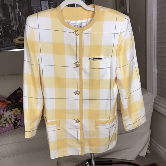 Vintage check blazer with faux pearl and gold buttons - Picture 7 of 15